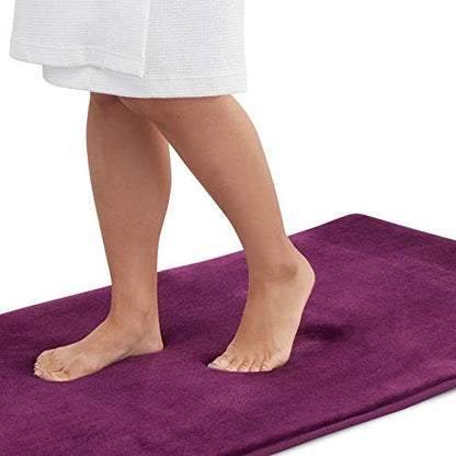 Memory Foam Bath Mat Non Slip Absorbent Super Cozy Velvet Bathroom Rug Carpet (60 inches X 24 inches, Eggplant)