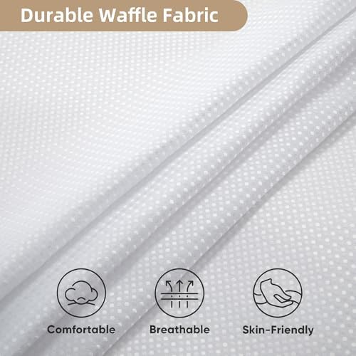 3 in 1 Shower Curtain Set, Waffle Shower Curtain and Liner Set with 12 Double Sided Shower Curtain Hooks, 72 x 84 Fabric Shower Curtains for Bathroom, White