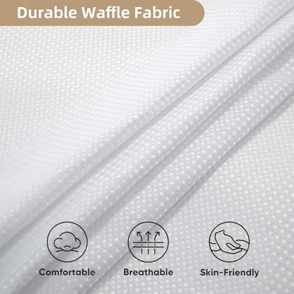 3 in 1 Shower Curtain Set, Waffle Shower Curtain and Liner Set with 12 Double Sided Shower Curtain Hooks, 72 x 84 Fabric Shower Curtains for Bathroom, White