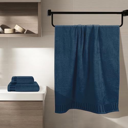 BELIZZI Home Ultra Soft 3 Pack Cotton Towel Set, Contains a Bath Towels 28x55 inch, a Hand Towels 16x24 inch & a Wash Coths 12x12 inch, Ideal Everyday use, Compact & Lightweight - Mineral Blue