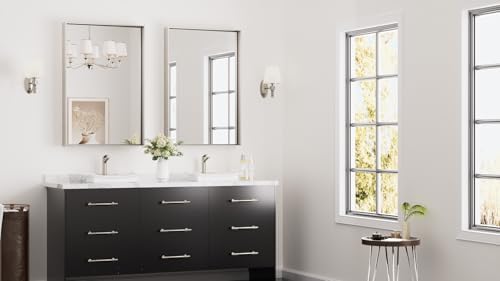 Keonjinn 24x36 Inch Nickel Bathroom Mirror for Over Sink, Rectangular