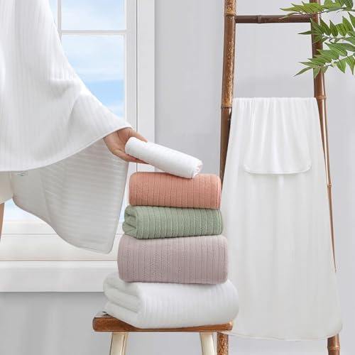 18 Piece Bath Towels Set,Ultra Soft Family Bathroom Towel Set with Hanging Loops-6 Bath Towels,6 Hand Towels,6 Washcloths,Highly Absorbent Quick Dry Shower Towel for Bathroom,Hotel,Spa-White Towel Set