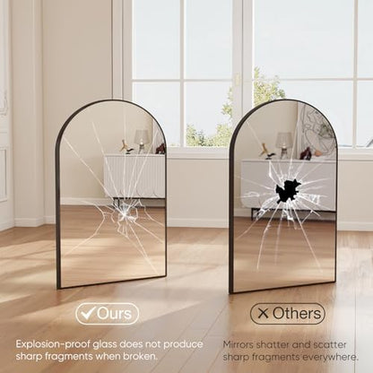 NEWBULIG 40"X30" Arched Bathroom Mirror for Over Sink, Wall Vanity Mirror