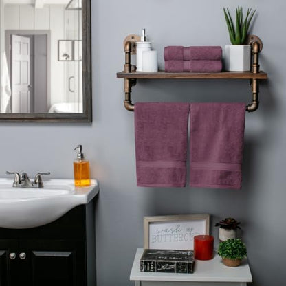 SUPERIOR Egyptian Cotton Plush & Absorbent, Hand Towel Set of 4, Plum
