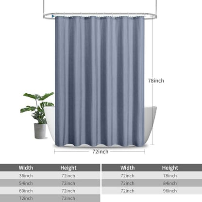 Long Fabric Shower Curtain,No Liner Needed,72x78,Blue Gray