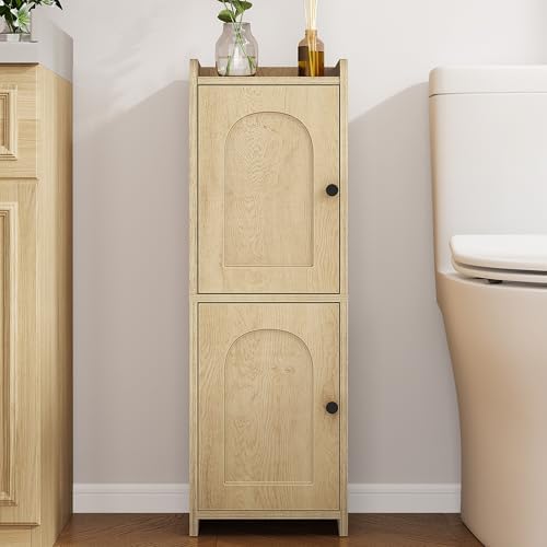 Hzuaneri Bathroom Storage Cabinet, Small Corner Floor Cabinet with 2 Doors