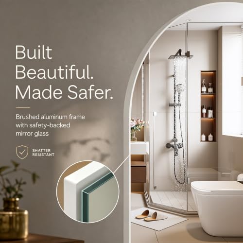 Wall Mounted Mirror, Arched Wall Mirror for Bathroom, 24"x36" Arch Bathroom Mirror with Metal Frame, White Vanity Mirror Decor for Mantle, Bedroom, Entryway, Living Room
