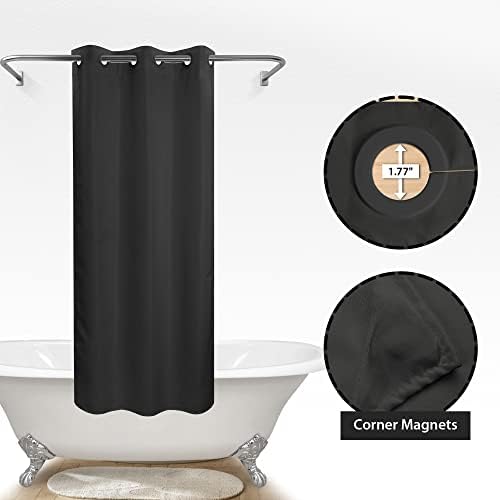 River Dream No Hook Stall Shower Curtain or Liner Microfiber Black, 36x74
