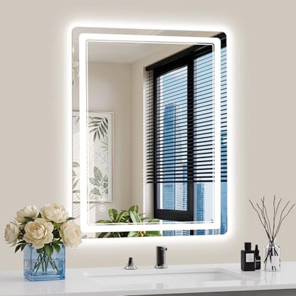 20"x28" LED Bathroom Mirror with Lights, Backlit + Front Lit, Anti-Fog, Lighted Bathroom Mirror for Wall, HD Shatterproof Tempered Glass, Dimmable, Memory Function (Horizontal/Vertical)