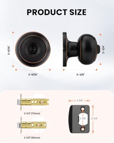 Haidms 6 Pack Oil Rubbed Bronze Door Knobs Interior, Bronze Privacy Interior Door Knobs for Bedroom or Bathroom Classic Round Doorknobs Hardware