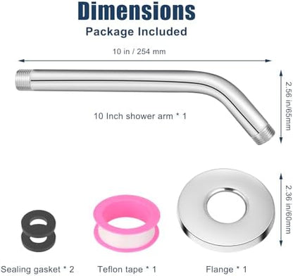 Shower Arm with Flange, 10 Inch, Chrome
