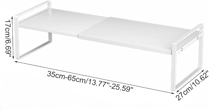 Expandable Cabinet Shelf Organizer Adjustable Storage Rack Stackable Metal Home Organization for Kitchen Pantry Spice Cupboard Under Sink Countertop - White, 1 Pack