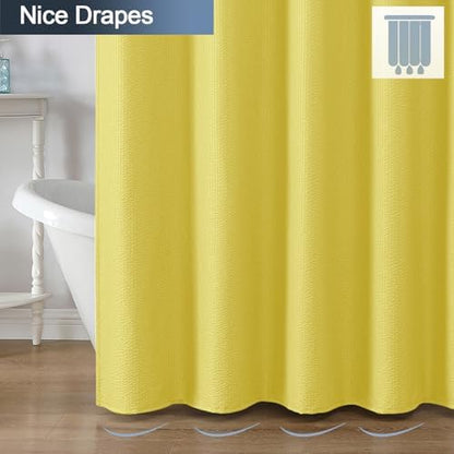 OWENIE Lemon Shower Curtain for Bathroom 72x72 Inch, 3D Embossed Textured Waffle Fabric Shower Curtains, Soft Hotel Farmhouse Style, Water Repellent, Machine Washable, Lemon, 72" W x 72" L