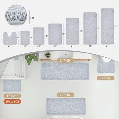 Disolla Bathroom Rug 24x36 - Non-Slip Plush Thick Bath Mat, Highly Absorbent & Ultra Soft Fluffy Floor Mat, Machine Washable for Shower and Tub, Silver Grey