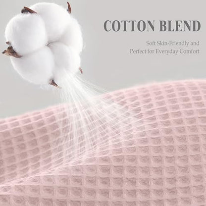 Waffle Weave Shower Curtain Heavyweight Cotton Fabric Blush Pink 72Wx72L