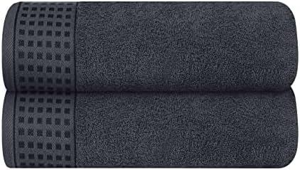 GLAMBURG 100% Cotton 2 Pack Oversized Bath Towel Set 28x55 Inches, Ultra Soft Highly Absorbant Compact Quickdry & Lightweight Large Bath Towels, Ideal for Gym Travel Camp Pool - Charcoal Grey