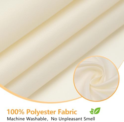 Seenus Waterproof Fabric Shower Curtain Liner with 3 Extra-Large Magnets, 72 x 72 inch Washable Cloth Shower Liner Elegant Hotel Quality, Neutral Cream Lightweight Shower Curtain for Bathroom