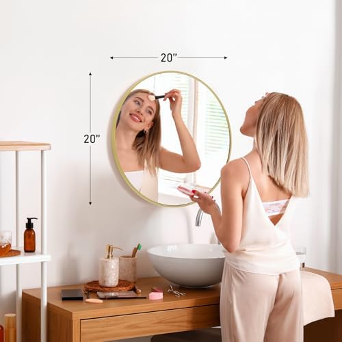 NEWBULIG 20 Inch Round Bathroom Mirror, Wall Mount Vanity Mirror