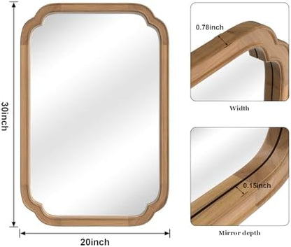 WallBeyond 20" x 30" Rounded Corner Arch Wall Mirror with Wood Frame for Entryway, Living Room or Bedroom Home Decor - Light Woodgrain [20" x 30" Honey-Colored]