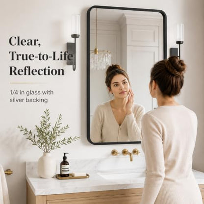 USHOWER 2-Pack Black Bathroom Mirrors Over Sink 22 x 30 Inch