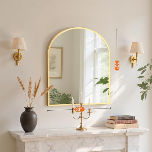 Sweetcrispy 31x32 Bathroom Mirrors for Wall, Arched Mirror for Over Sink