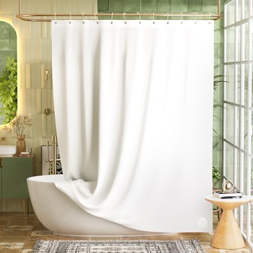 Bathway Shower Curtain Liner, White Shower Curtain Liner 72x78 Lightweight PEVA Waterproof Shower Curtain Liner Plastic with 3 Magnets and 12 Rustproof Metal Grommets, Long Shower Liner for Bathroom