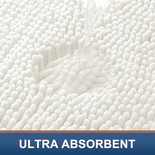 Smiry Bathroom Rugs 47X20, Luxury Chenille Extra Soft Absorbent Bath Mat