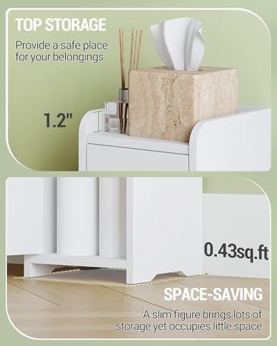 Hzuaneri Bathroom Storage Cabinet, Small Corner Floor Cabinet with 2 Doors