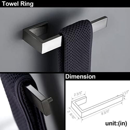 BAGNOLUX Brushed Nickel Bathroom Hardware Set 4 Pieces, Bath Towel Holder Set SUS304 Stainless Steel, Towel Racks Set for Wall Mount, Square Bathroom Accessories Set Towel Bar Heavy Duty