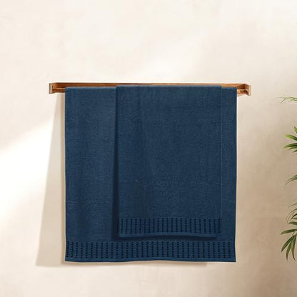 BELIZZI HOME Cotton 2 Pack Oversized Bath Towel Set 28x55 inches, Large Bath Towels, Ultra Absorbant Compact Quickdry & Lightweight Towel, Ideal for Gym Travel Camp Pool - Mineral Blue
