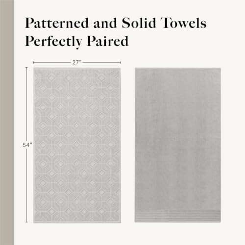 Modern Threads 6 Piece Bath Towel Set – Bathroom Towel Set with 2 Bath Towels, 2 Hand Towels & 2 Washcloths – 100% Cotton, Soft & Absorbent – Geometric (Silver Cloud)
