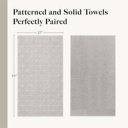 Modern Threads 6 Piece Bath Towel Set – Bathroom Towel Set with 2 Bath Towels, 2 Hand Towels & 2 Washcloths – 100% Cotton, Soft & Absorbent – Geometric (Silver Cloud)
