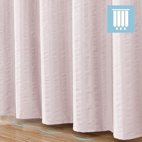 Aiyufeng Moga Pink Shower Curtain 84 Inches Long, 3D Embossed Textured Fabric Shower Curtain for Bathroom - Soft Cloth & Hotel Spa Luxury, Machine Washable, 72X84, Pink