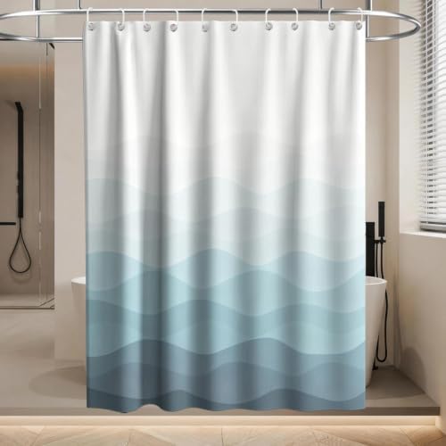 Modern Ocean Shower Curtain Abstract Aesthetic Striped Funky Minimalist