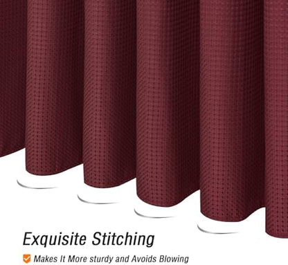 Gibelle Extra Long Burgundy Fabric Shower Curtain, 72 x 84