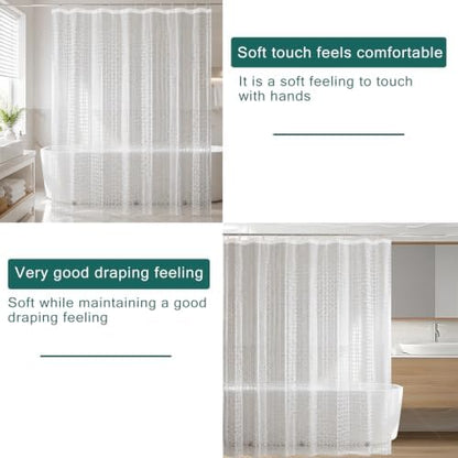 Shower Curtain Liner, 100% Waterproof Peva Shower Curtains with 3 Duty Heavy Bottom Magnets and 12 Rust Proof Grommets, 72x72 Weighted Shower Liner for Shower Stall, Bathtubs