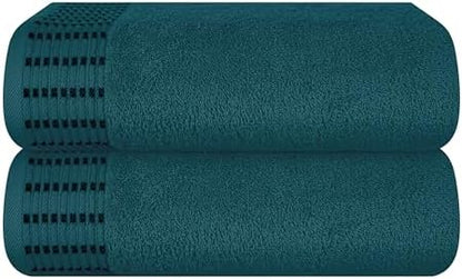 BELIZZI HOME Cotton 2 Pack Oversized Bath Towel Set 28x55 inches, Large Bath Towels, Ultra Absorbant Compact Quickdry & Lightweight Towel, Ideal for Gym Travel Camp Pool - Teal