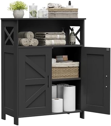 Homhedy Farmhouse Bathroom Storage Cabinet with Doors, Small Floor Cabinet
