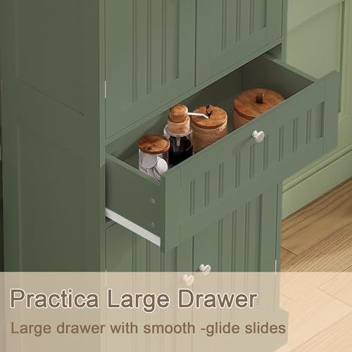 ChooChoo 51" H Bathroom Floor Cabinet with Drawer and Adjustable Shelves