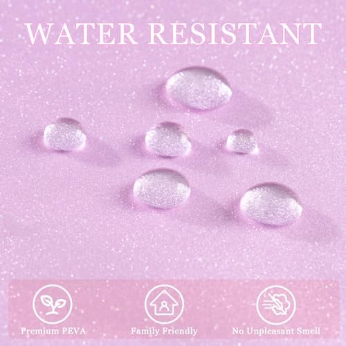 Seenus Waterproof Dreamy Pink Glitter PEVA Shower Curtain Liner, 72 x 78 Extra Long Plastic Sparkle Shower Curtain with 3 Weighted Magnets, Lovely Shimmery Bathroom Décor Shower Curtain