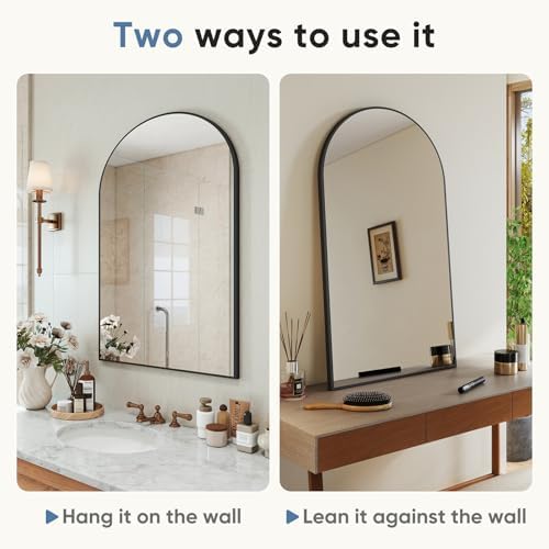 NEWBULIG 40"X30" Arched Bathroom Mirror for Over Sink, Wall Vanity Mirror