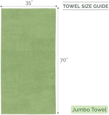 Elegant Comfort 100% Turkish Cotton Corduroy Ribbed Luxury Jumbo Bath Towel Ultra Soft - 35 x 70 Inch - Luxury Spa Premium Hotel Quality Highly Absorbent and Quick Dry Large Bath Towel, Sage