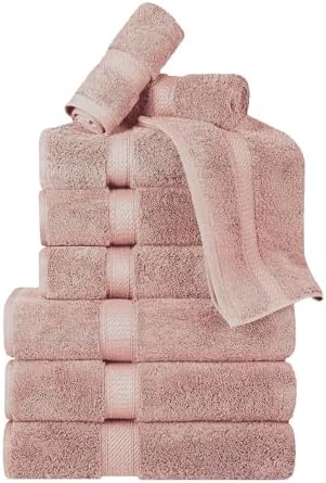Superior Egyptian Cotton 800 GSM Plush Absorbent, 9 Piece Set, Muted Mauve