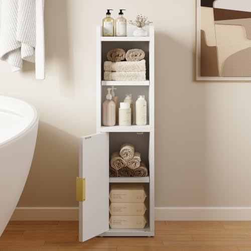 Yoobure Fluted Small Bathroom Storage Cabinet, Narrow Toilet Paper Cabinets
