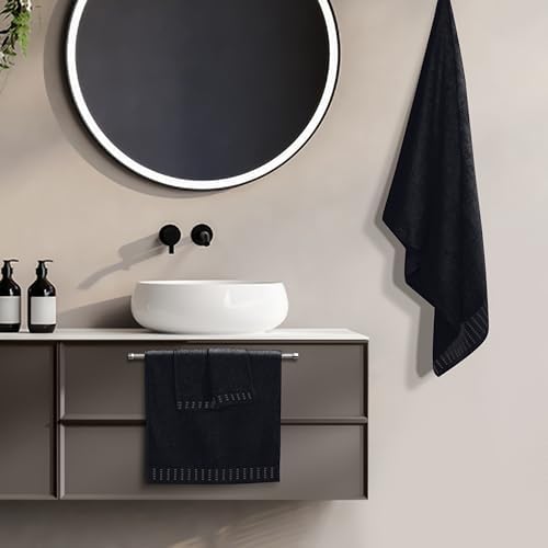 BELIZZI HOME Ultra Soft 3 Pack Cotton Towel Set, Contains a Bath Towels 28x55 inch, a Hand Towels 16x24 inch & a Wash Cloths 12x12 inch, Ideal Everyday use, Compact & Lightweight - Black