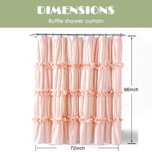 Homechoice Decor Peach Ruffle 72x96 Inch Shower Curtain
