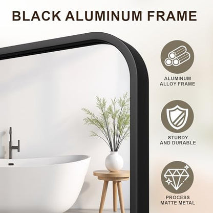FICTOR Bathroom Mirror for Over Sink, 24"x36" Vanity Mirror for Wall, Black