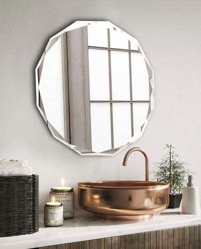 30x30 Inch Bathroom Mirrors for Over Sink, Round Frameless Mirrors for Wall