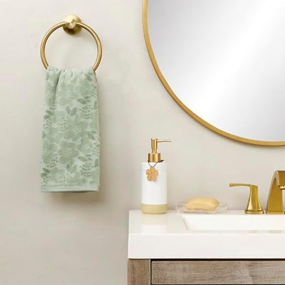 SKL Home Blossom Floral Hand Towel Set-2pc, 100% Turkish Cotton, Sage