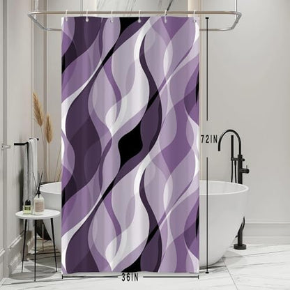 Purple Striped Stall Shower Curtain with Hooks, 36x72 Inch